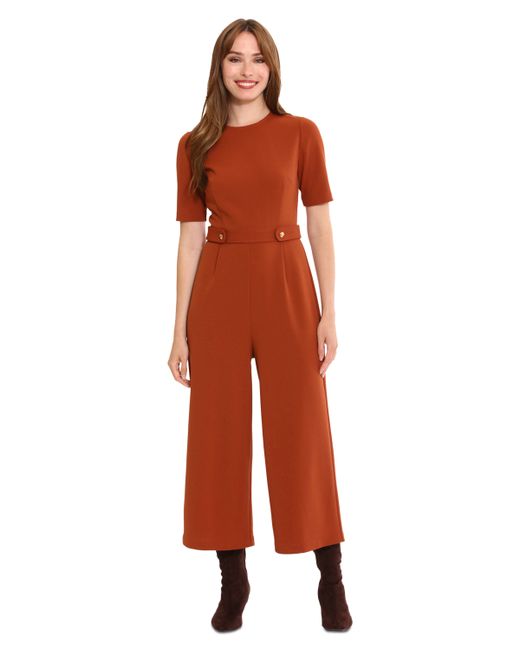 London Times Tab-Waist Cropped Jumpsuit