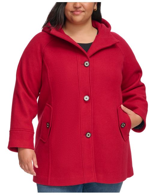 Tommy Hilfiger Plus Hooded Button-Front Coat Created for