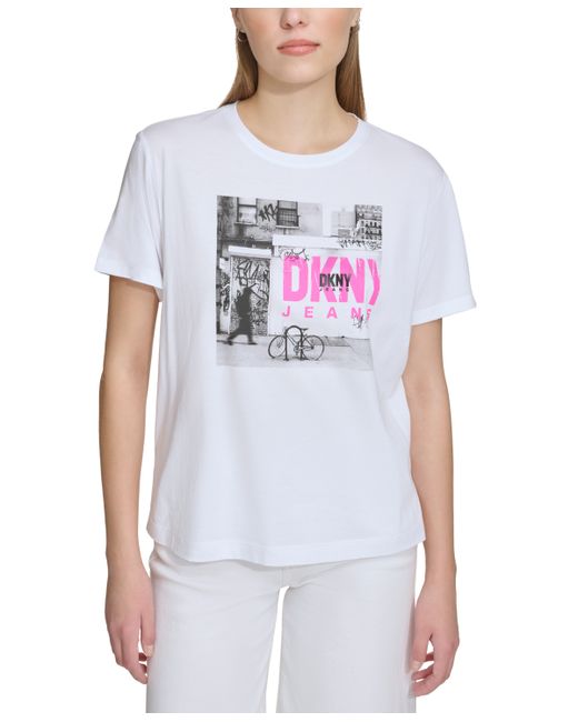 Dkny Graffiti Logo Print T-Shirt shocking