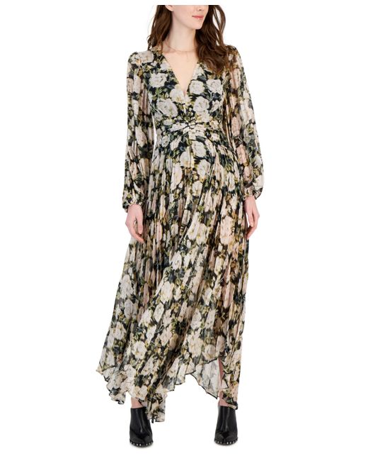 ASTR the Label Ayana Print Pleated Maxi Dress
