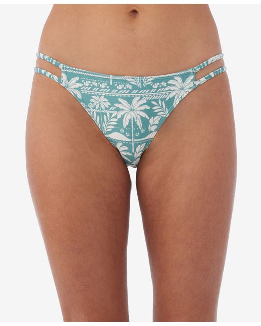 O'Neill Juniors Printed Paloma Cardiff Side-Cutout Bikini Bottoms
