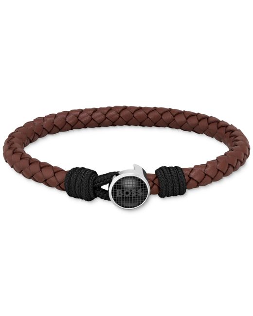 Boss Thad Classic Leather Braided Bracelet