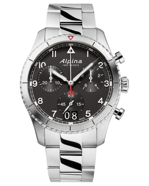 Alpina Swiss Chronograph Startimer Pilot Stainless Steel Bracelet Watch 44mm