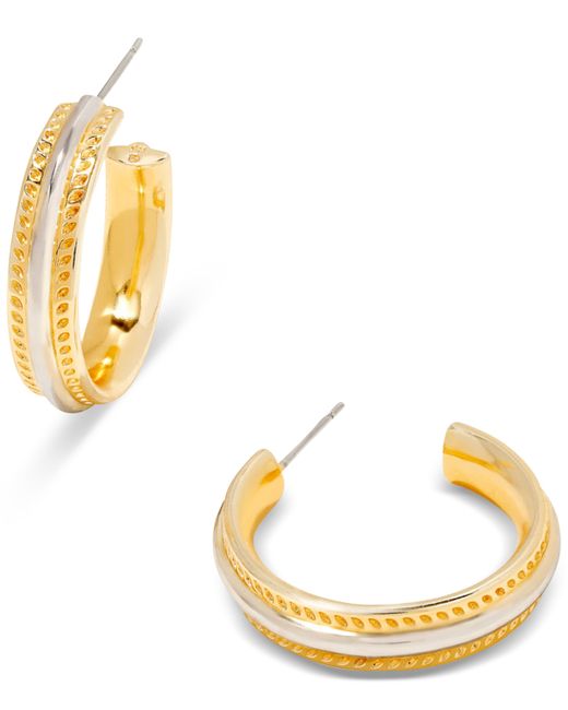 Kendra Scott 14k Gold-Plated Rhodium-Plated Small Signature Hoofprint Trim Hoop Earrings 1.02