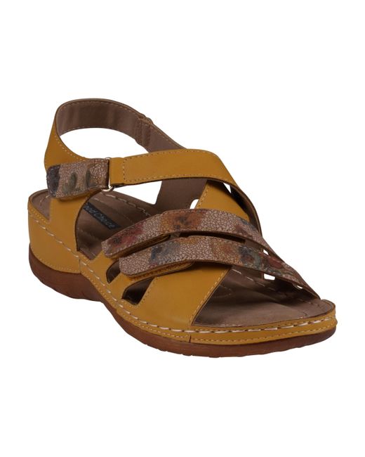 GC Shoes Strappy Stay-Put Two-Tone Comfort Flat Sandals