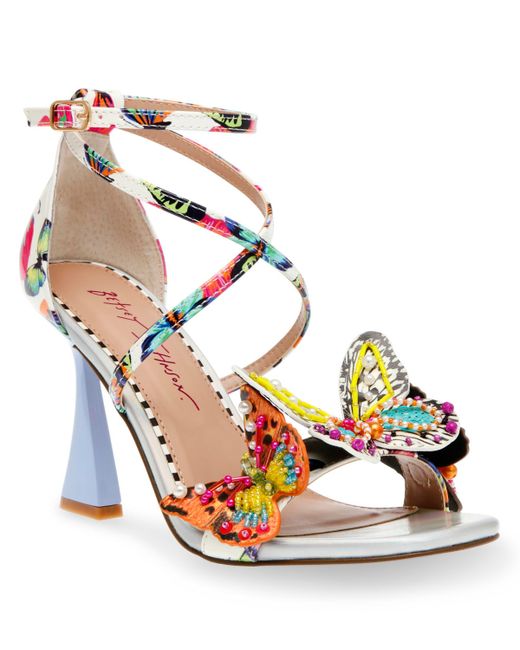 Betsey Johnson Trudie Strappy Sculpted Heel with Butterflies Pumps