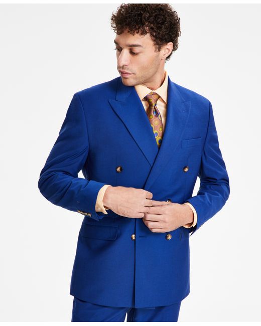 Tayion Collection Classic-Fit Solid Double-Breasted Suit Jacket