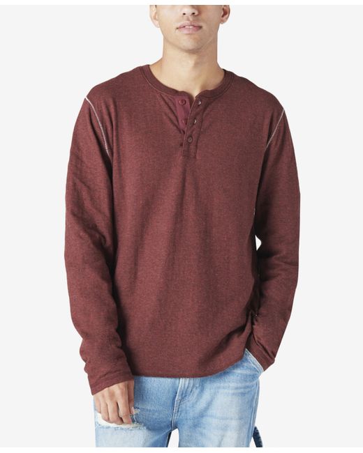 Lucky Brand Duo-Fold Henley Long Sleeve Sweater