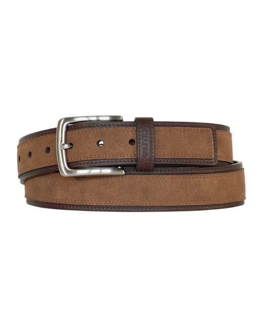 Nautica Casual Leather Belt with Suede Overlay