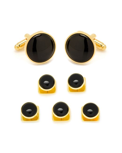 Ox & Bull Trading Co. Ox Bull Trading Co. Gold-tone and Onyx 5 Cufflinks Stud Set 7 Piece