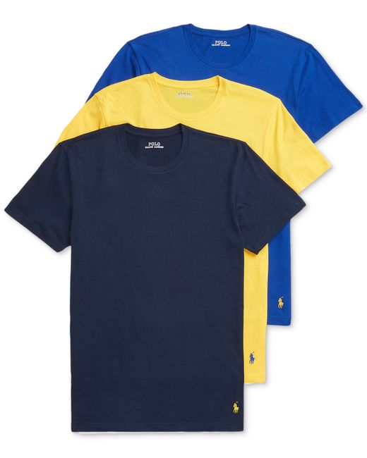 Polo Ralph Lauren 3-Pk. Classic Cotton Crew Undershirts Yellow Blue