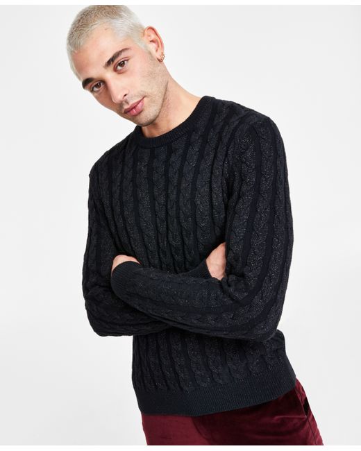 I.N.C. International Concepts Regular-Fit Cable-Knit Crewneck Sweater Created for Macy