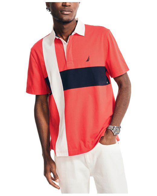 Nautica Classic Fit Pieced Rugby Polo