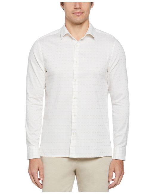 Perry Ellis Dobby Geo-Print Long-Sleeve Button-Front Shirt