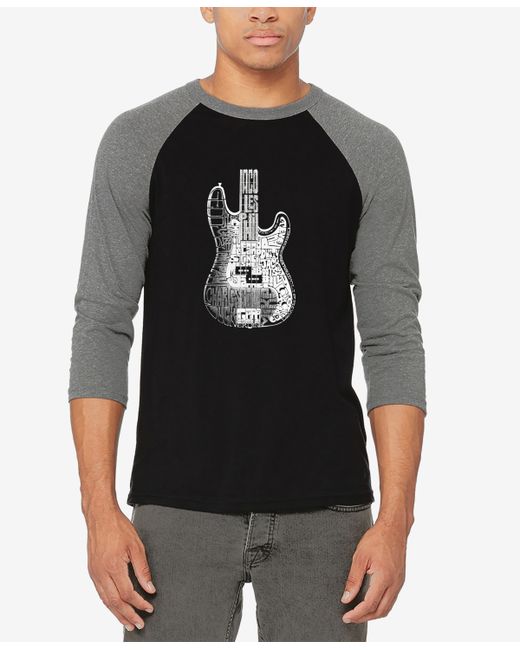 La Pop Art Raglan Baseball Word Art Bass Guitar T-shirt