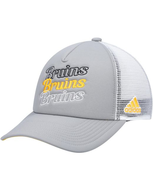 Adidas White Boston Bruins Foam Trucker Snapback Hat