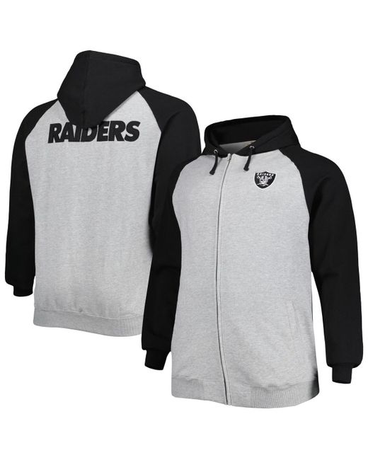 Profile Las Vegas Raiders Big and Tall Fleece Raglan Full-Zip Hoodie Jacket