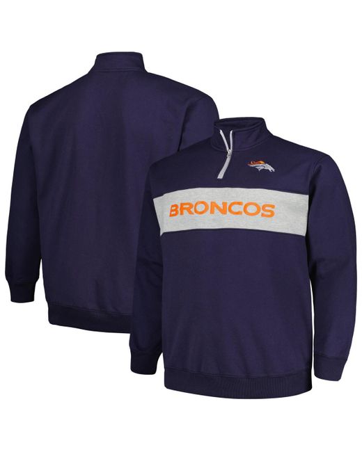 Profile Denver Broncos Big and Tall Fleece Quarter-Zip Jacket