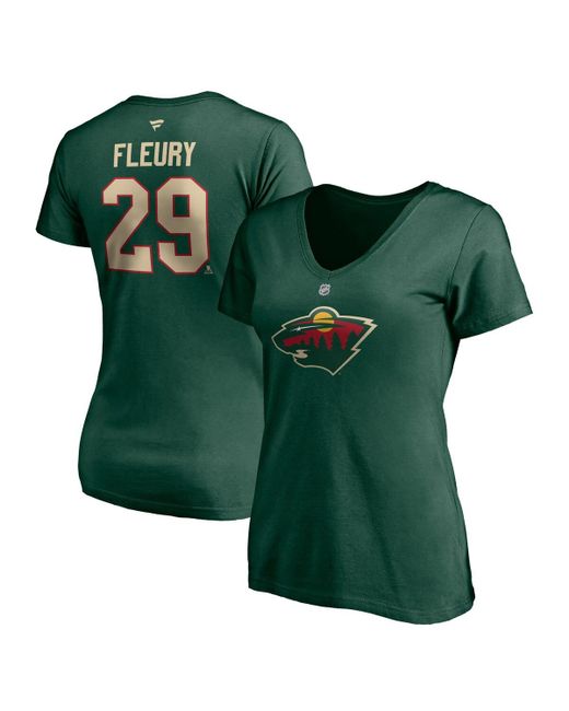 Fanatics Marc-Andre Fleury Minnesota Wild Authentic Stack Name and Number V-Neck T-shirt