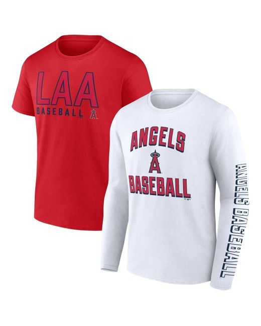 Fanatics White Los Angeles Angels Two-Pack Combo T-shirt Set