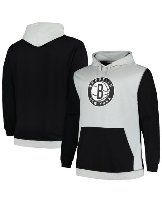 Fanatics Silver Brooklyn Nets Big and Tall Primary Arctic Pullover Hoodie