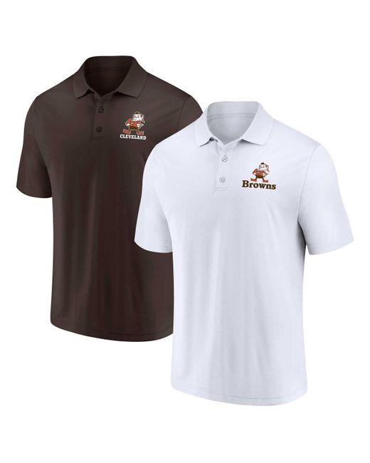 Fanatics Brown Distressed Cleveland Browns Throwback Two-Pack Polo Shirt Set