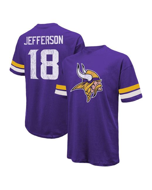 Majestic Threads Justin Jefferson Distressed Minnesota Vikings Name and Number Oversize Fit T-shirt