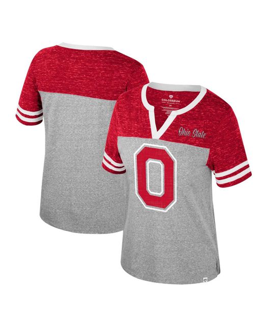 Colosseum Ohio State Buckeyes Kate Colorblock Notch Neck T-shirt