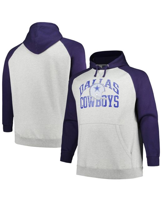 Profile Navy Distressed Dallas Cowboys Big and Tall Favorite Arch Throwback Raglan Pullover Hoodie