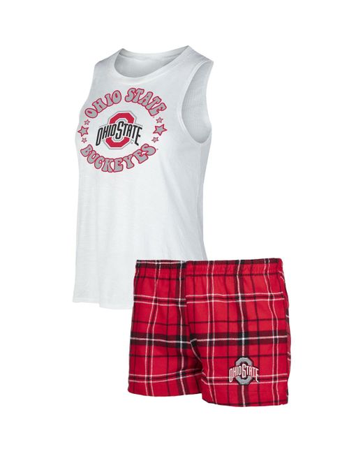Concepts Sport Ohio State Buckeyes Ultimate Flannel Tank Top and Shorts Sleep Set