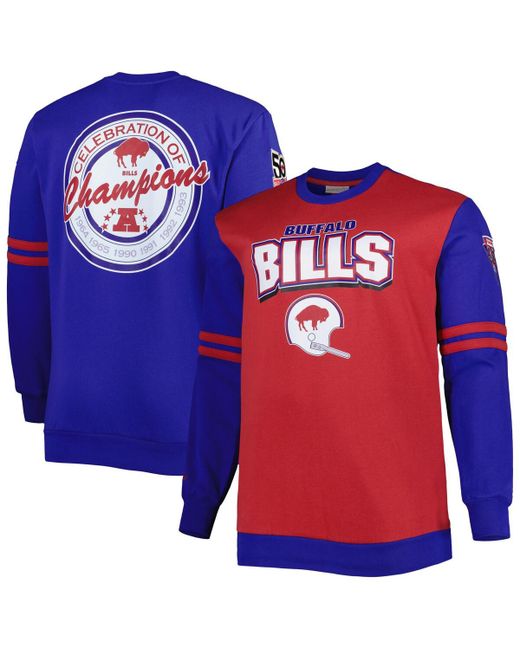 Mitchell & Ness and Royal Buffalo Bills Big Tall Celebration of Champions Pullover Sweatshirt