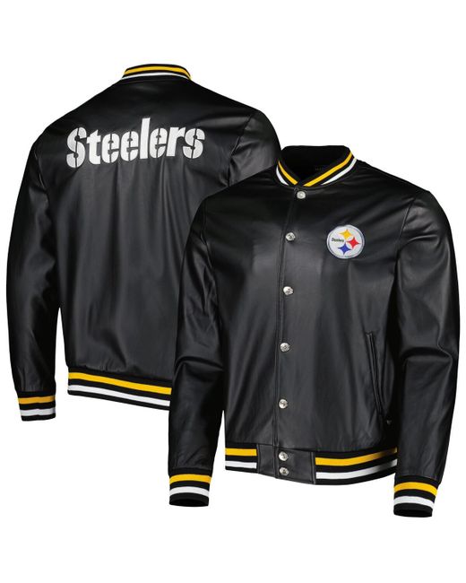The Wild Collective Pittsburgh Steelers Metallic Bomber Full-Snap Jacket
