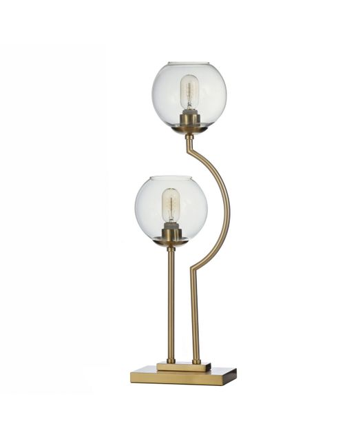 Stylecraft Home Collection 2 Steel Brass Poles with Glass Globe Desk Lamp
