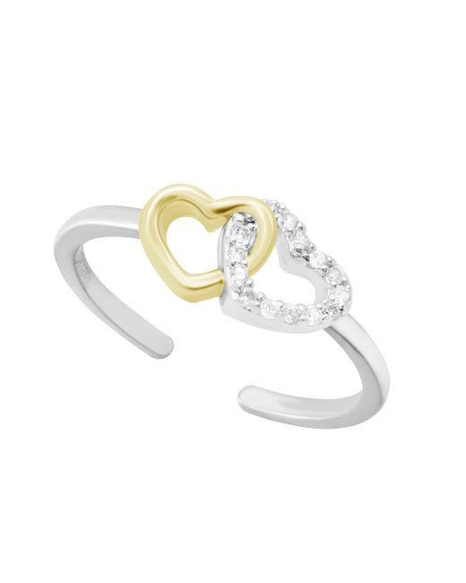 And Now This Cubic Zirconia Double Heart Toe Ring Plate