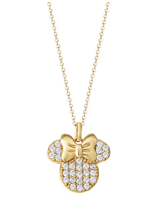 Disney Cubic Zirconia Minnie Mouse 18 Pendant Necklace 18k Gold-Plated Sterling