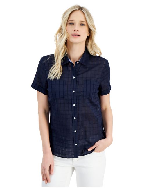 Nautica Jeans Cotton Dobby Short-Sleeve Camp Shirt