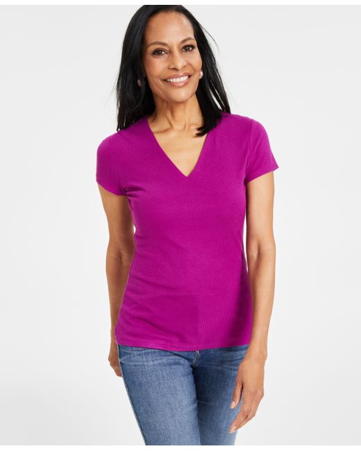 I.N.C. International Concepts Ribbed V-Neck Top Created for