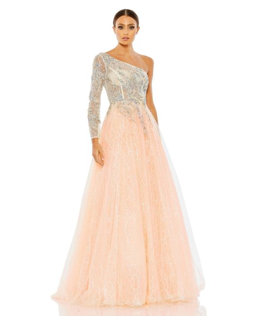 Mac Duggal Embroidered One Shoulder Bodice Ballgown