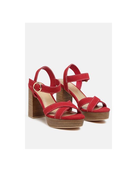 Rag & Co Choupette Suede Leather Block Heeled Sandal