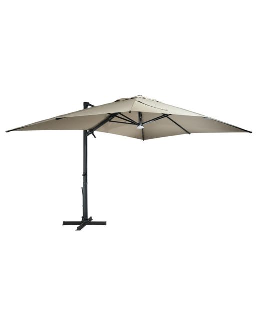 Mondawe 13ft Square Solar Led Cantilever Patio Umbrella with Bluetooth Light for Outdoor Shade