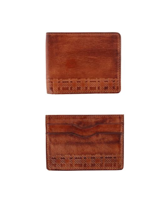 Trafalgar Caelen Plaid Embossed Bi-Fold Wallet and Card Case Combo