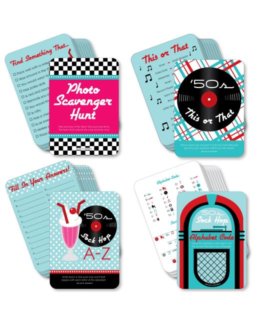 Big Dot Of Happiness 50s Sock Hop 4 1950s Rock N Roll Party Games 10 Cards Each Gamerific Bundle
