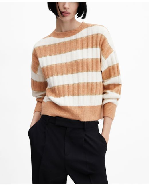 Mango Round-Neck Striped Sweater