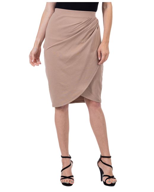 24seven Comfort Apparel Elastic Waist Knee Length Pencil Skirt