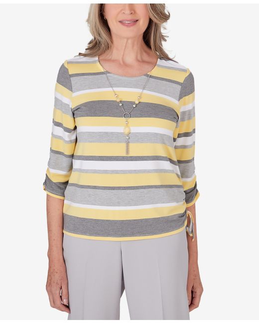 Alfred Dunner Charleston Side Ruching Striped Top