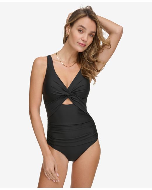 Dkny Shirred Keyhole Detail One-Piece Swimsuit