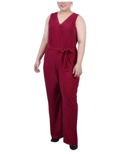 Ny Collection Plus Sleeveless Belted Jumpsuit