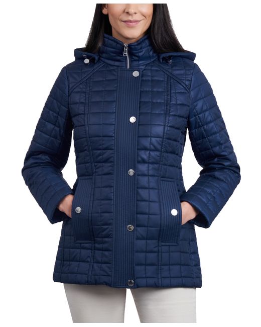 London Fog Hooded Quilted Water-Resistant Coat