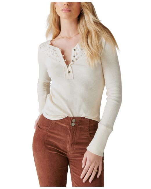 Lucky Brand Lace-Trimmed Henley Top