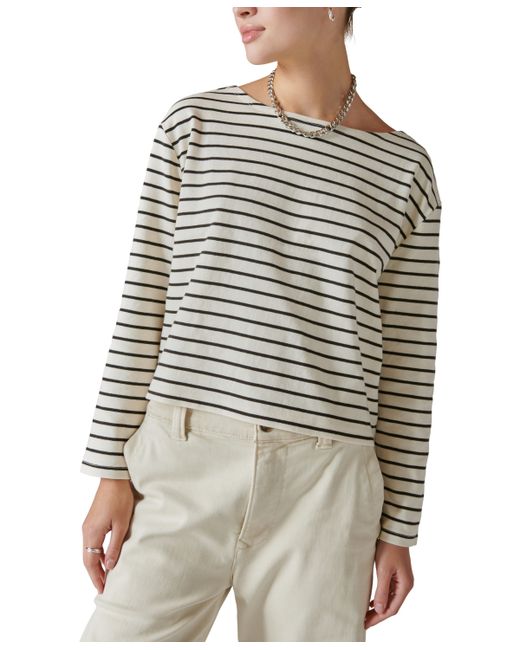 Lucky Brand Breton Striped Cotton Long-Sleeve T-Shirt black